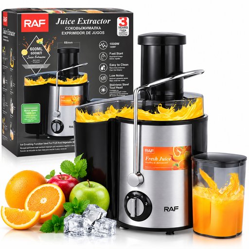 عصارة فواكه وخضروات راف 1000 واط سعة 600 مل موديل R.2817S RAF Juice Extractor 1000W 600ml R.2817S