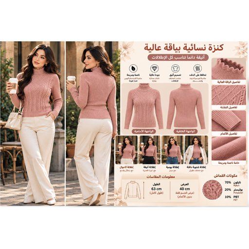 معطف نسائي أنيق بياقة عالية Women's High-Neck Coat 914135