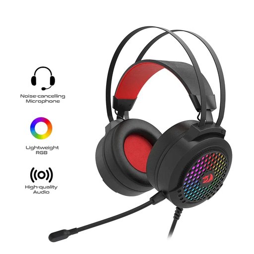 سماعة ألعاب ريدراجون كارمن H261 بإضاءة RGB وميكروفون عازل للضوضاء Redragon Carmen H261 RGB Gaming Headset