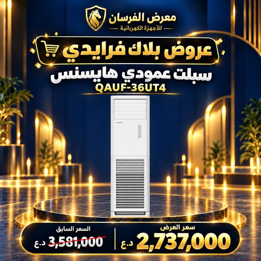 سبلت عمودي هايسنس QAUF-36UT4 – 3 طن – انفرتر وتحكم أمبير – أبيض Hisense QAUF-36UT4 Floor Standing Split Air Conditioner - 3 Ton - White