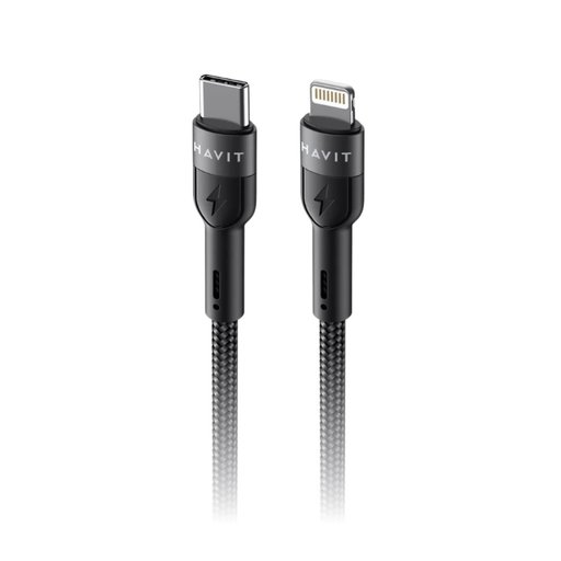 كابل شحن هافيت مضفر من تايب سي إلى لايتنينج بقوة 2.0A وأطراف ألومنيوم Havit CB6136 Braided Type-C to Lightning Fast Charging Cable (2.0A)