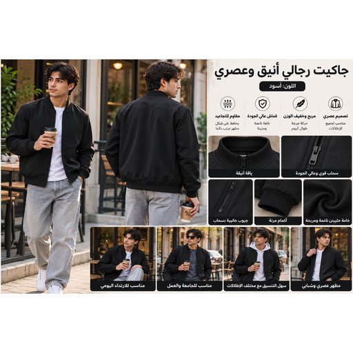 سترة رجالية جلدية عادية Men's Classic Leather Jacket 605