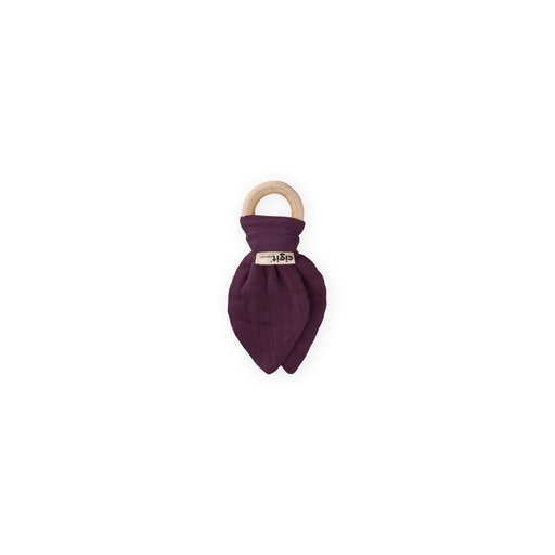 عضاضة أسنان من قماش الموسلين والخشب الطبيعي - لون بنفسجي MÜRDÜM Muslin Fabric and Natural Wood Teether - MÜRDÜM Plum