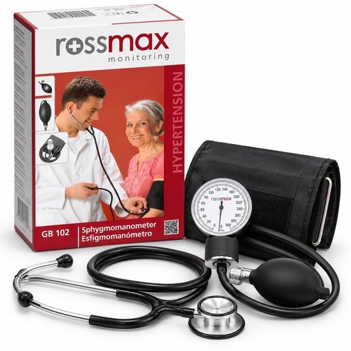 جهاز قياس ضغط الدم اليدوي روس ماكس GB102 مع سماعة طبية Rossmax GB102 Aneroid Sphygmomanometer with Stethoscope