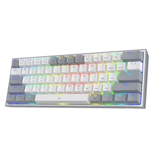 كيبورد ريد دراغون فيز K617 أبيض ورمادي Redragon FIZZ K617 60% RGB Mechanical Gaming Keyboard – White & Grey