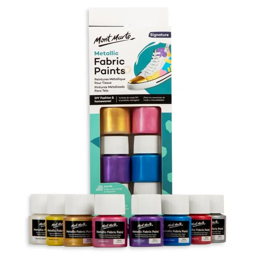 الوان قماش ميتاليك 8 لون 20 مل Fabric Paints 8pc 20ml