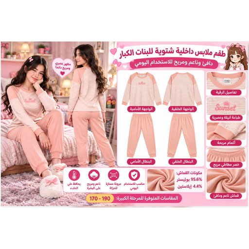 طقم ملابس داخلية حرارية شتوية نسائي 3319-6 Women's Winter Thermal Underwear Set 3319-6