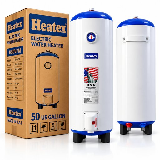 سخان ماء كهربائي هيتكس أرضي دبل هيتر سعة 200 لتر – 6000 واط – H50VFM Heatex Electric Floor Standing Water Heater – Dual Heater – 200L – 6000W – H50VFM