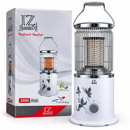 مدفأة أزمير الكهربائية الأسطوانية 2000 واط – ارتفاع 57 سم – أبيض Izmiro Electric Radiant Heater 2000W – 57 cm – White
