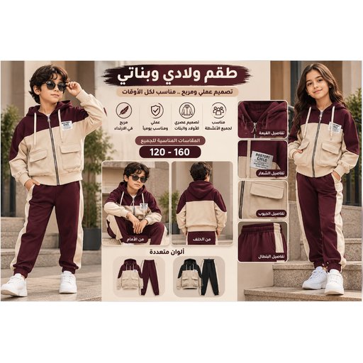 طقم ملابس قطعتين للأطفال الكبار B33-3 B33-3 Older Kids Two-Piece Outfit Set