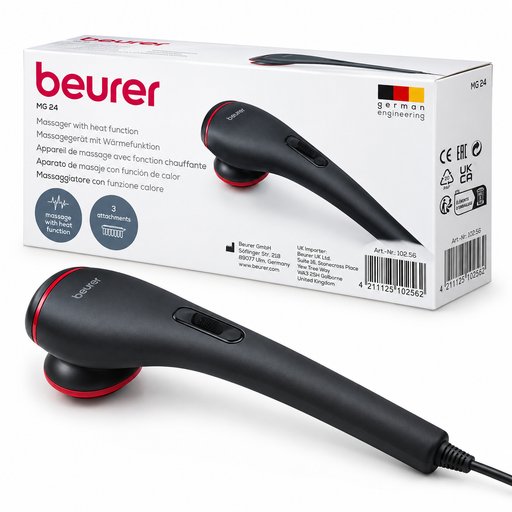 جهاز مساج كهربائي يدوي من بيورر مع خاصية التسخين – MG24 – أسود Beurer MG 24 Handheld Massager with Heat Function – Black