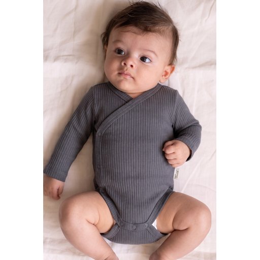 سالوبيت أطفال متقاطع (كروز) 0-18 شهر - رمادي Crossover Baby Bodysuit 0-18 Months - Grey