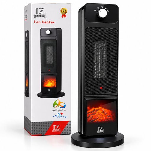 مدفأة كهربائية عمودية أزمير بمروحة تدفئة – 1900 واط – أسود IZ Izmir Fan Heater – 1900W – Black