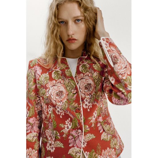 بليزر أنيق بنقشة الزهور الكلاسيكية Zara Style Blazer