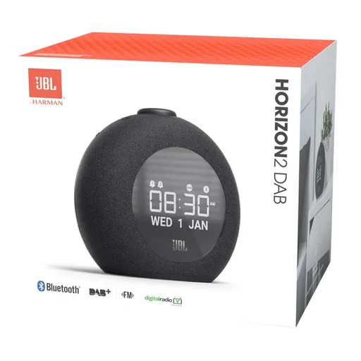 مكبر صوت وراديو ساعة بلوتوث جي بي ال هورايزون 2 مع تقنية راديو DAB/DAB+/FM وإضاءة محيطية JBL Horizon 2 DAB Bluetooth Clock Radio Speaker with FM & Ambient Light