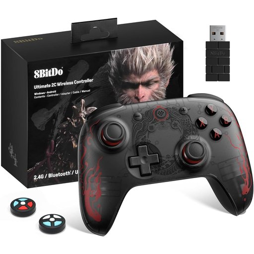 يد تحكم ألعاب 8BitDo Ultimate 2C اللاسلكية إصدار Black Myth: Wukong لأجهزة الكمبيوتر وأندرويد، لون أسود 8BitDo Ultimate 2C Wireless Controller for Windows PC and Android – Black Myth: Wukong, Black