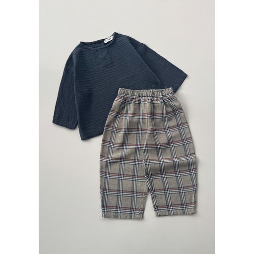 طقم سويت شيرت موسلين للأطفال 2-8 سنوات - أنثراسيت Muslin Sweatshirt Set for Kids 2-8 Years - Anthracite