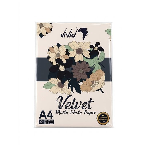 ورق صور مخملي مطفأ  250 غرام  من ماركة Vivid وردي Vewet Matte Photo Paper Vivid Pink