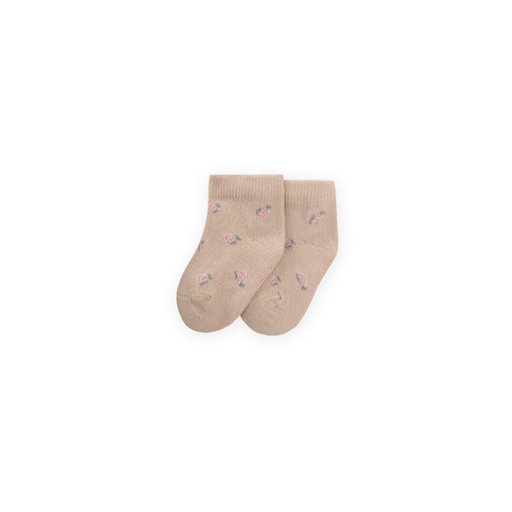 جوارب أطفال بيج بنقشة زهور (0-4 سنوات) Floral Pattern Baby Ankle Socks (0-4 Years) - Beige
