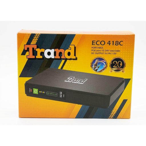 جهاز  UPS تراند ECO 418C بقدرة 20 واط مع مخارج DC وPoE TRAND ECO 418C 20W Portable Mini UPS with DC 5V/9V/12V and PoE 15V/24V
