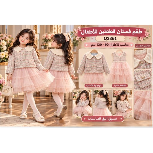 طقم تنورة أطفال قطعتين Q2361 Q2361 Girls' 2-Piece Skirt Set
