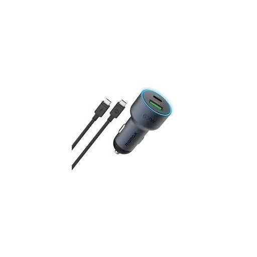 شاحن سيارة ثنائي المنفذ بقدرة 67 واط مع مساحة كابل (رمادي) Momax MoVe 67W dual-port car charger with CtoC Cable Space (Grey)