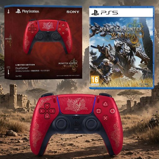 باندل يدة تحكم بلايستيشن 5 دوال سينس إصدار مونستر هنتر وايلدز المحدود مع لعبة Monster Hunter Wilds PlayStation 5 DualSense Wireless Controller Monster Hunter Wilds Limited Edition & Monster Hunter Wilds Game Bundle