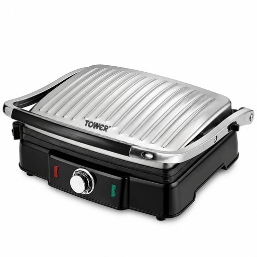 شواية كهربائية تاور 2000 واط ستانلس ستيل مع تحكم بدرجة الحرارة Tower Electric Contact Grill 2000W Stainless Steel with Temperature Control