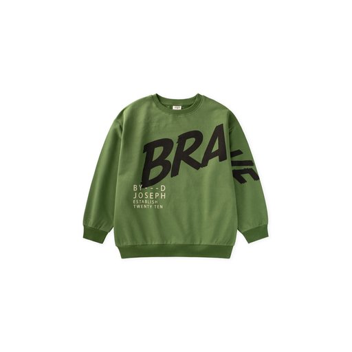 سويت شيرت شتوي للأولاد بطبعة - أخضر زيتي (8-12 سنة) Boys' Printed Winter Sweatshirt - Olive Green (8-12 Years)