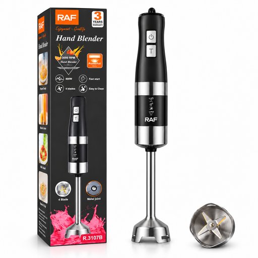 خلاط يدوي كهربائي راف 400 واط بأربع شفرات – R.3107B RAF Electric Hand Blender 400W 4 Blades – R.3107B