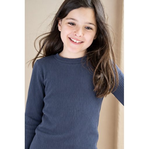 تي شيرت مضلع موسمي للأطفال 2-8 سنوات - كحلي Seasonal Ribbed T-Shirt for Kids 2-8 Years - Navy Blue