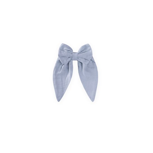 تُوكة شعر من الموسلين باللون الأزرق الفاتح مع فيونكة ورباط مطاطي Muslin Hair Tie with Bow and Elastic - Light Blue