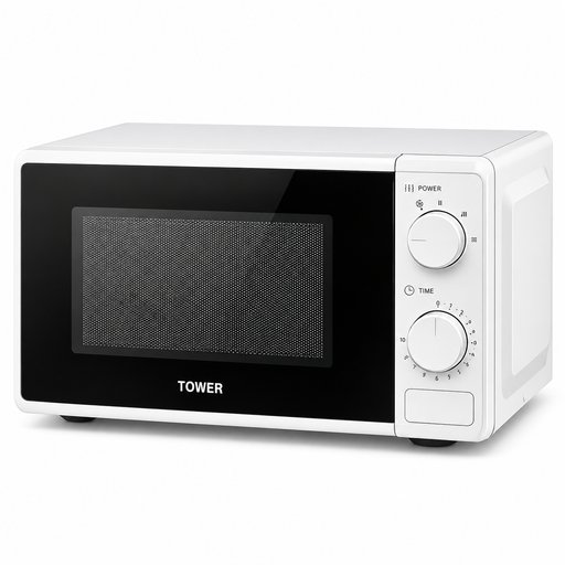 مايكرويف تاور أبيض بتحكم يدوي ومؤقت Tower White Microwave Oven with Manual Controls