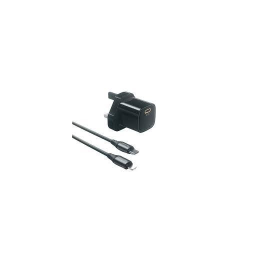 شاحن MC 20 واط مع كابل C - L 1.2 متر شاحنة سوداء) اللون اسود) MC 20 W Charger with C - L Cable 1.2 m Black شاحنة) اللون اسود)