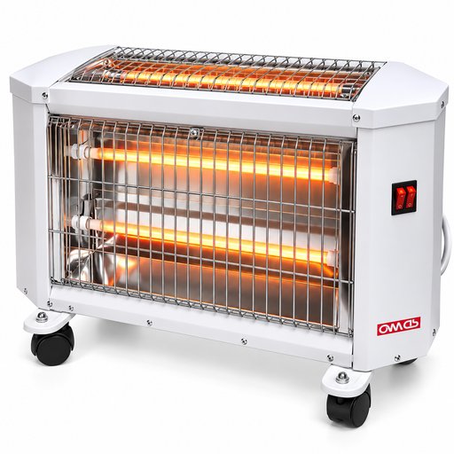 مدفأة كهربائية كوارتز متنقلة بعجلات – 3 شمعات Portable 3-Tube Quartz Electric Heater with Wheels