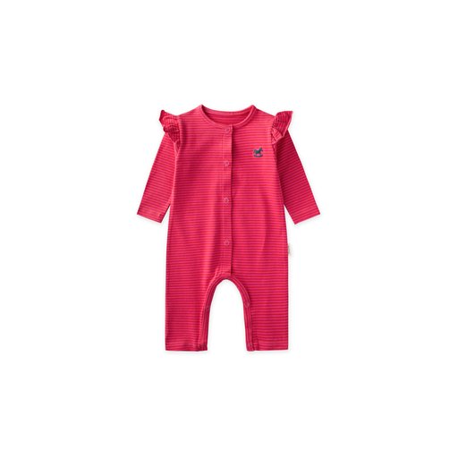 تولوم أطفال مخطط ومطرز - فوشيا (0-3 سنوات) Striped Embroidered Baby Romper - Fuchsia (0-3 Years)