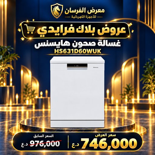 غسالة صحون هايسنس HS631D60WUK – 16 طقم سفرة – أبيض Hisense HS631D60WUK Dishwasher - 16 Place Settings - White