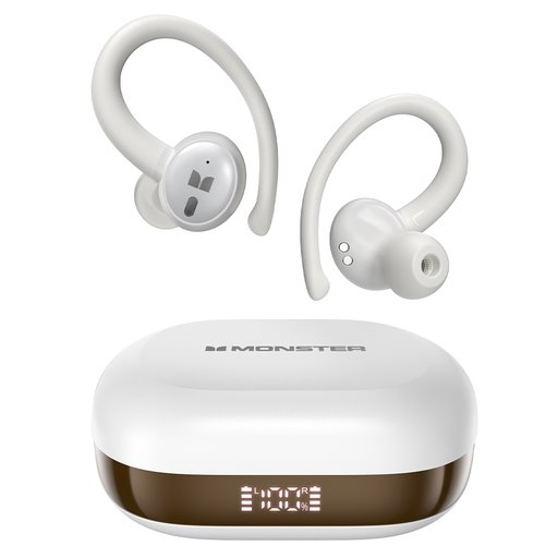 - أسود سماعات مونستر N-Lite 216 رياضية لاسلكية بخطافات للأذن – أبيض Monster N-Lite 216 Wireless Sports Earbuds with Ear Hooks – White