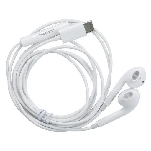 كابل MC 2 في 1 LTG إلى DC3.5 AUX + USB 1.2 متر أسود MC Type-C Earplug Earphone White