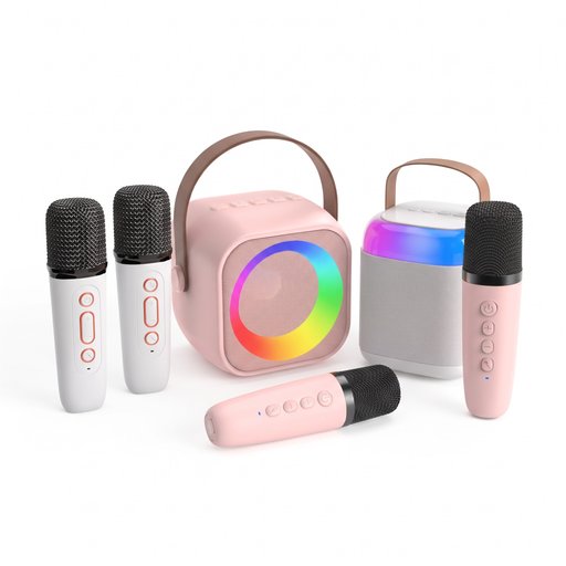 جهاز كاريوكي لاسلكي للأطفال بإضاءة ملونة وبلوتوث Wireless karaoke device for kids with colorful lights and Bluetooth