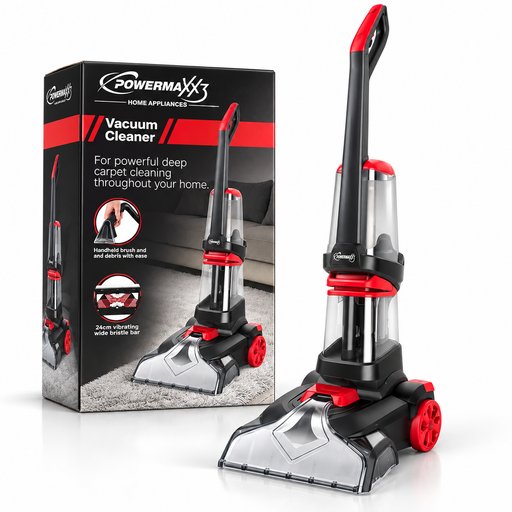 مكنسة غسيل وتنظيف السجاد باور ماكس 800 واط – مع محلول تنظيف 500 مل Power Maxx Vacuum Carpet Cleaner 800W – With 500ml Carpet Cleaning Solution