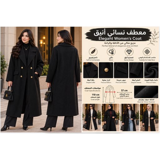 معطف نسائي طويل B04 B04 Women's Long Coat