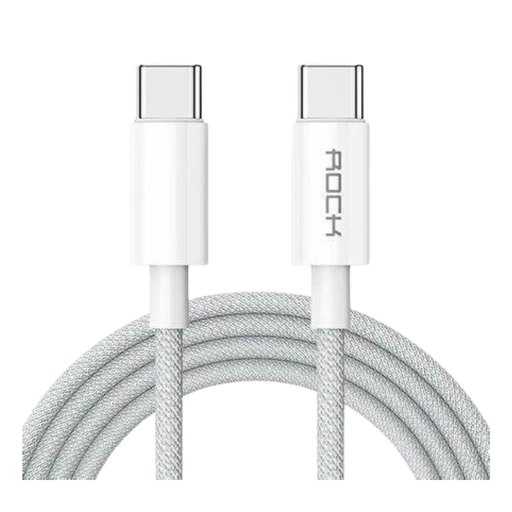 العربي: كابل شحن سريع روك روز من تايب سي إلى تايب سي مضفر بقوة 100 واط RockRose USB-C to USB-C 100W Braided Fast Charging Cable