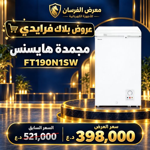 مجمدة هايسنس FT190N1SW – أفقية بغطاء علوي – أبيض Hisense FT190N1SW Chest Freezer - White