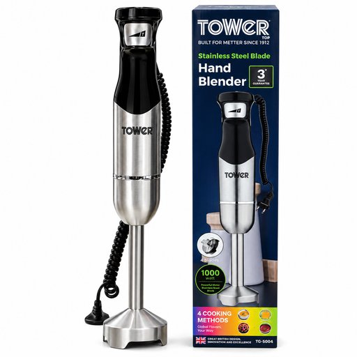 خلاط يدوي كهربائي تاور 1000 واط – ستانلس ستيل Tower Hand Blender 1000W Stainless Steel