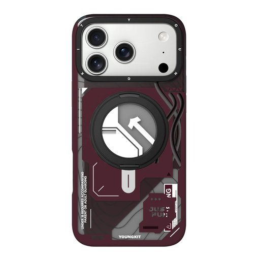 كفر آيفون 18 برو ماكس من يونغ كِت بتصميم سايبربانك مع ماك سيف وحامل دوّار iPhone 18 Pro Max YOUNGKIT Cyberpunk MagSafe 360° Rotating Kickstand Case