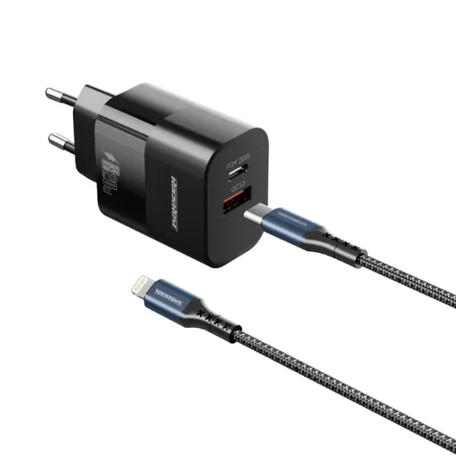 شاحن جداري روك روز جافا بقوة 20 واط ومنفذين RockRose Java 20W Dual-Port Wall Charger
