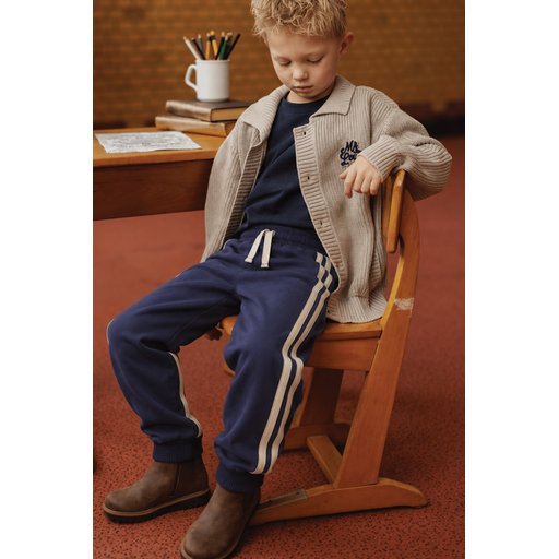 طقم رياضي للأطفال بخطوط جانبية - كحلي (2-10 سنوات) Kids' Striped Tracksuit Set - Navy Blue (2-10 Years)