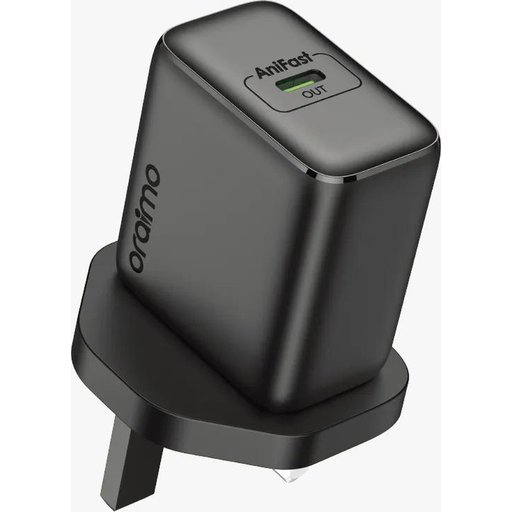 شاحن حائط Oraimo PowerGaN 351 بتقنية GaN بقدرة 35 واط مع كابل USB-C إلى USB-C – أسود Oraimo PowerGaN 351 35W GaN Wall Charger with USB-C to USB-C Cable - Black