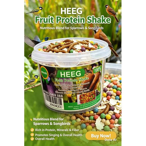 خليط البروتين والحشرات المجففة والبذور للطيور المغردة -HEEG HEEG Fruit Protein Shake-Healthy Blend for Songbirds